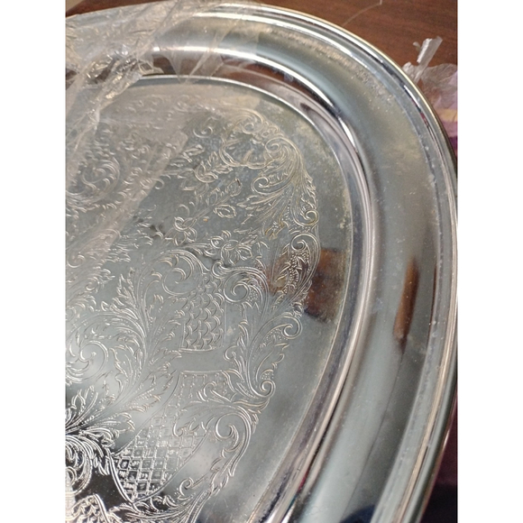 Gemco Sheffield Beef 'n' Bird Platter Large SilverTone Solid 18x12.5" - Picture 3 of 4